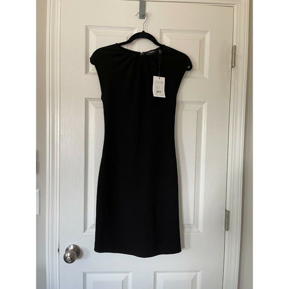 NWT Theory Classic Crepe Shirred Neck Black Dress - Picture 6 of 10